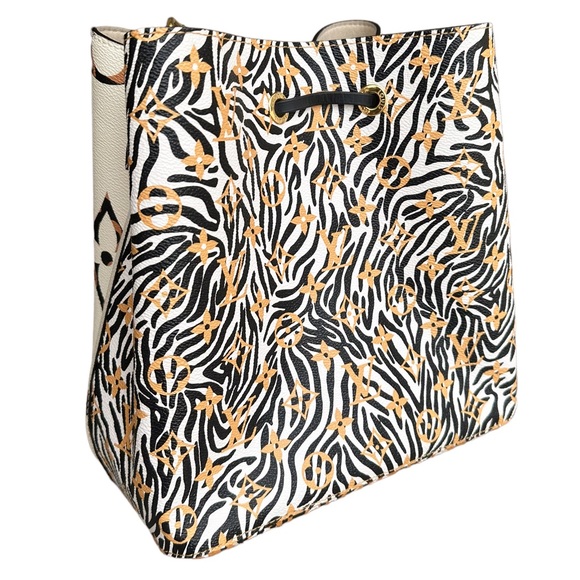 Louis Vuitton Neo Noe Bucket Bag Shoulder Tote Monogram Giant Jungle White - Picture 11 of 12